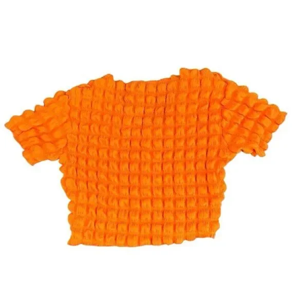 PLT Women's Orange Popcorn Hook & Eye Blouse Size 6 - Picture 7 of 9